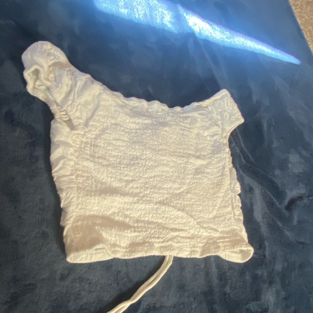 White Ruched Crop Top